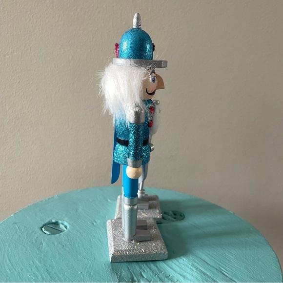 Set of 2 Miniature Hobby Lobby Nutcrackers Pink Blue Silver Glitter 7” Tall - Picture 6 of 7